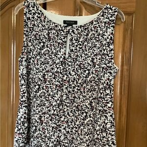 White House Black Market Black, White & Pink Abstract Sleeveless Tank